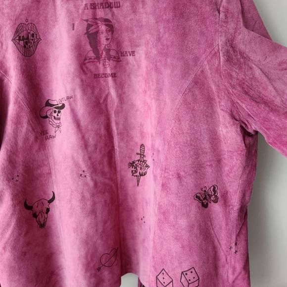 Vintage 100% suede pink fringe jacket - Picture 3 of 7